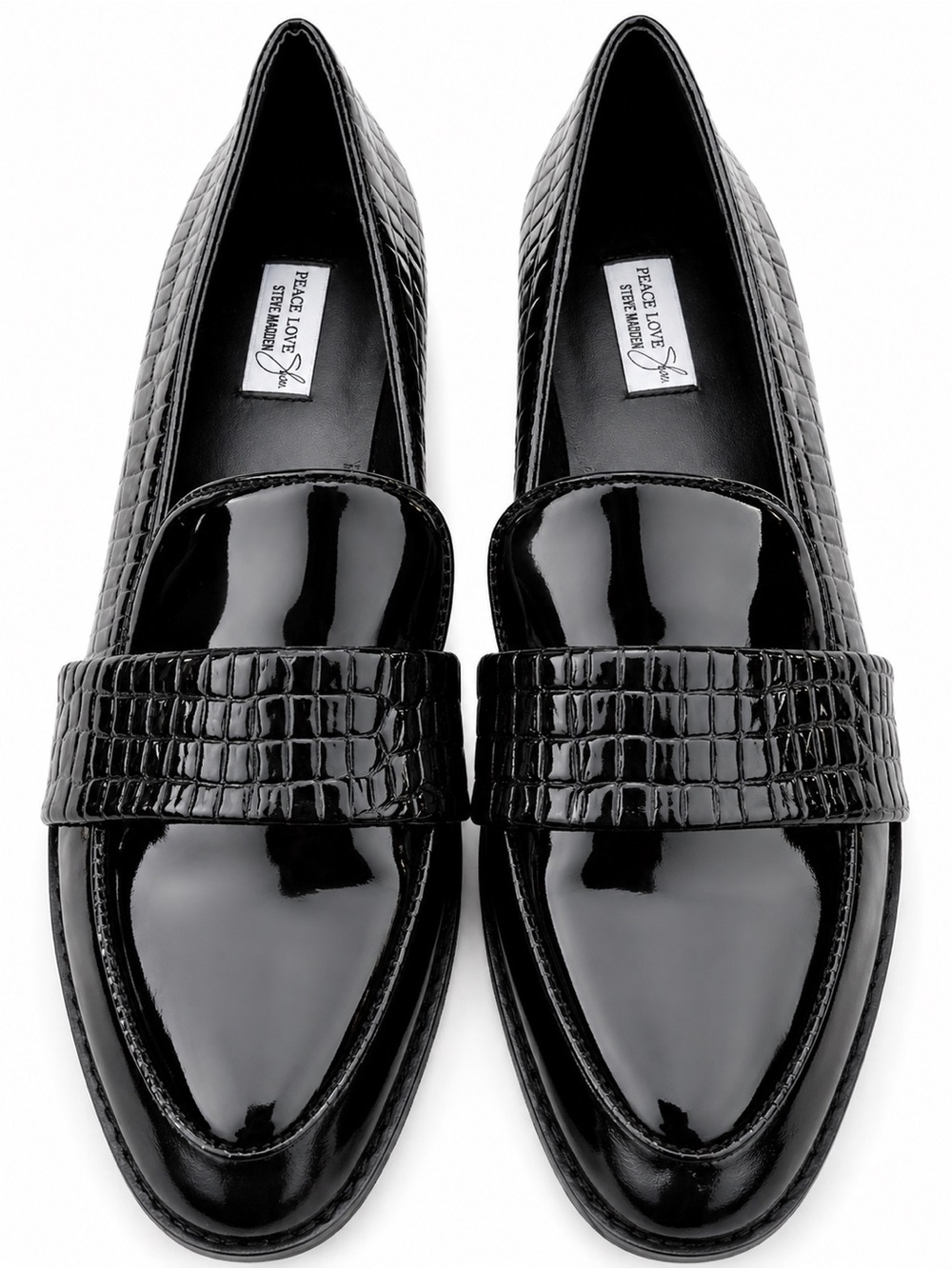 Steve Madden Black Patent Croc-Embossed Loafers